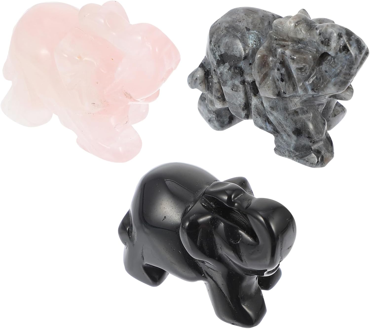 ARTIBETTER 3 piezas de adornos de jade de la selva estatua de elefante piedras estatuas de elefante tallado regalo verde estatua de elefante