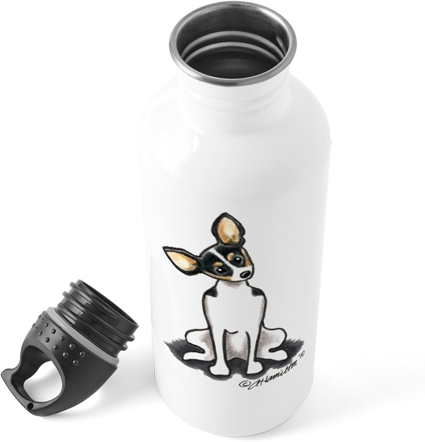 CafePress Rat Terrier Sit Pretty – Botella de agua (acero inoxidable, 1 botella de agua de 1,0 L)