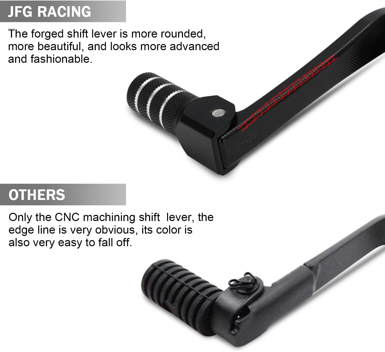 JFG RACING Palanca de cambios de motocicleta Palanca de cambios Punta plegable CNC para CRF 110 CRF110F 2013-2023 TTR 110 08-09 11-21 Negro