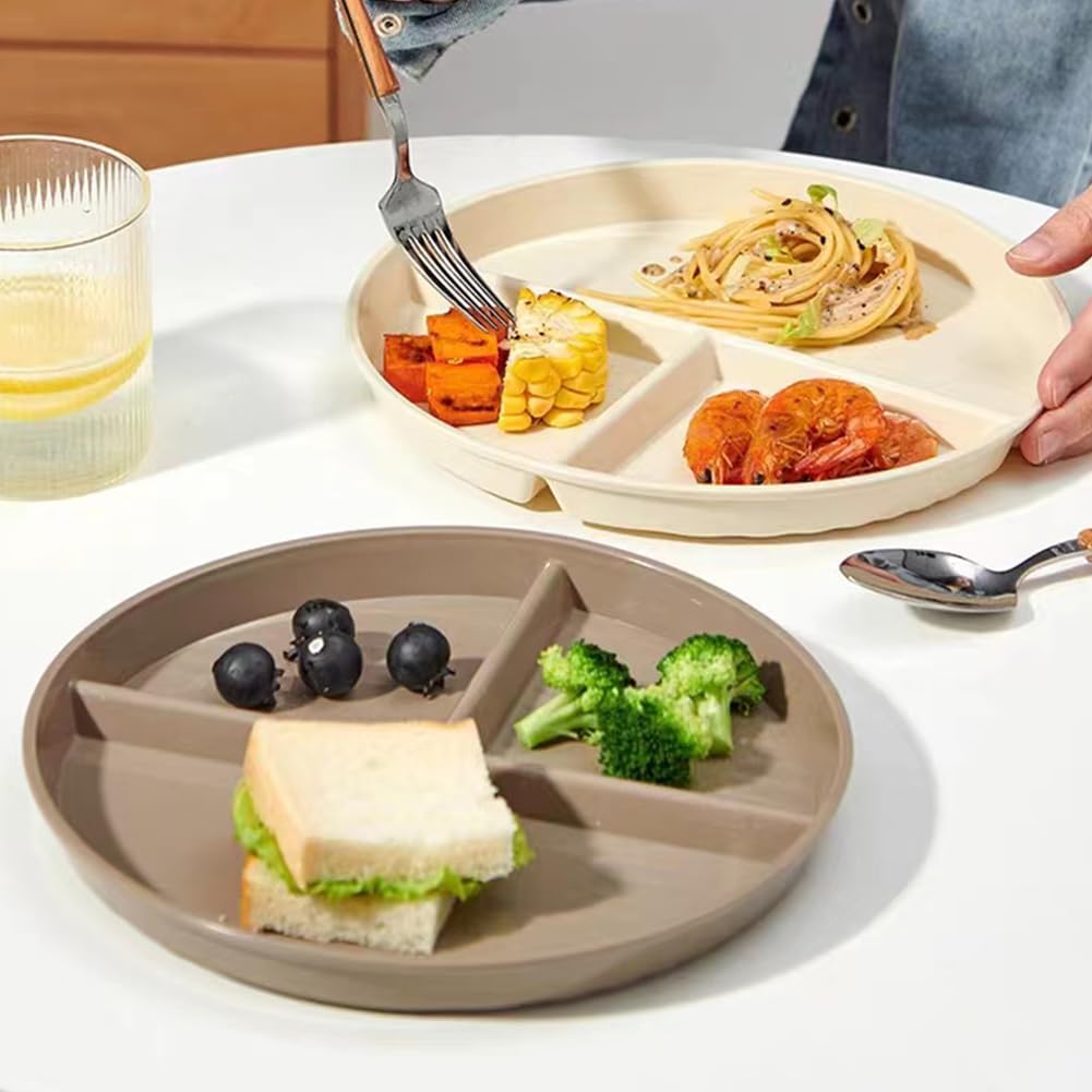 5 platos divididos irrompibles para niños y adultos, platos de compartimento, platos de plástico ligeros y reutilizables para control de porciones