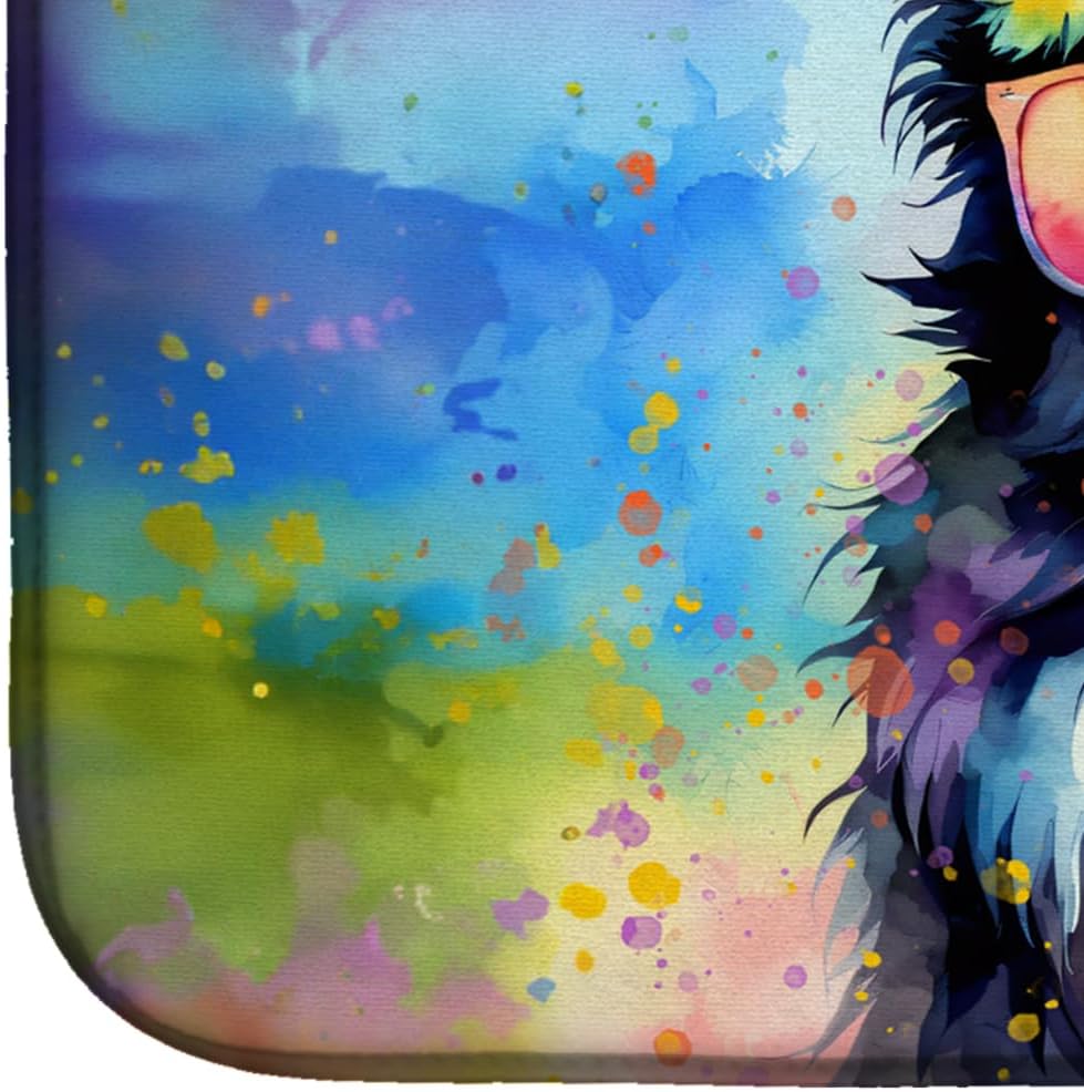 Caroline’s Treasures DAC2466DDM Border Collie Hippie Dawg Dish Drying Mat Absorbent Dish Drying Mat Pad for Kitchen Counter Dish Drainer Mat for