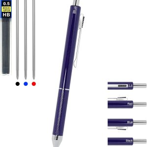YOUMI Bolígrafo multicolor 4 en 1 multifunción con carcasa de metal, lápiz mecánico de 0.020 in, bolígrafo rojo, bolígrafo azul y bolígrafo negro, YOUMI Bolígrafo multicolor 4 en 1 multifunción con carcasa de metal, lápiz mecánico de 0.020 in, bolígrafo rojo, bolígrafo azul y bolígrafo negro,