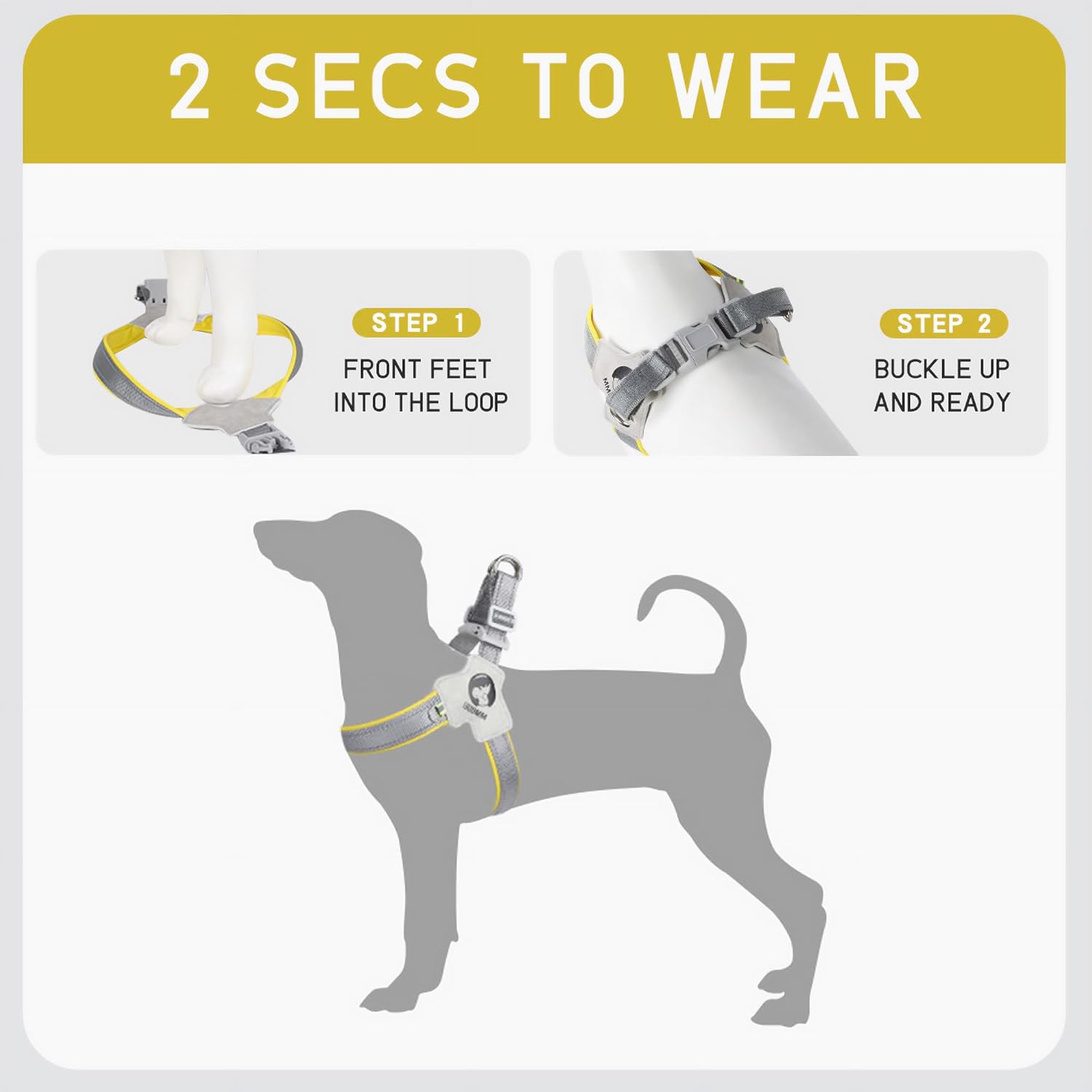 LAVAMOND Easy Walk – Arnés para perro con problemas de tráquea, arnés suave y ajustable para cachorros, sin tirones, fácil de usar, arnés para