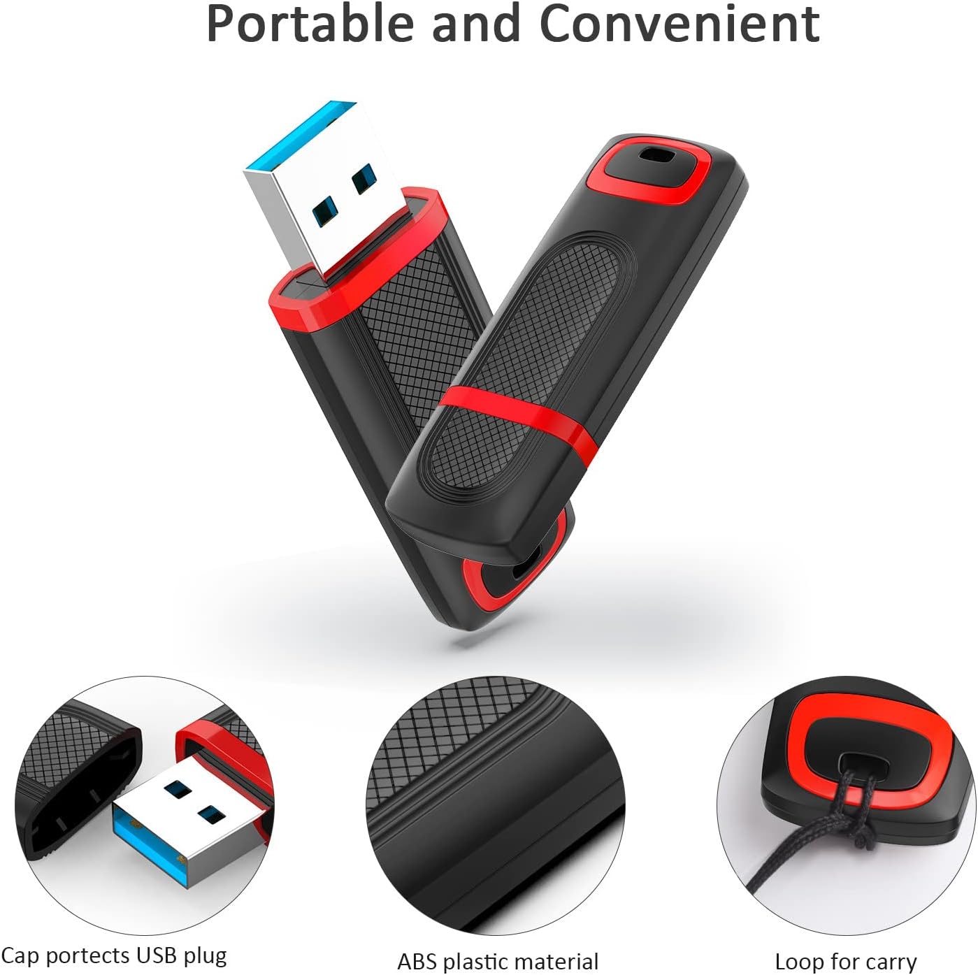 JUANWE Paquete de 10 unidades flash USB de 32 GB, unidad flash de almacenamiento USB 3.0, unidad de memoria USB con indicador LED para PC, portátil,