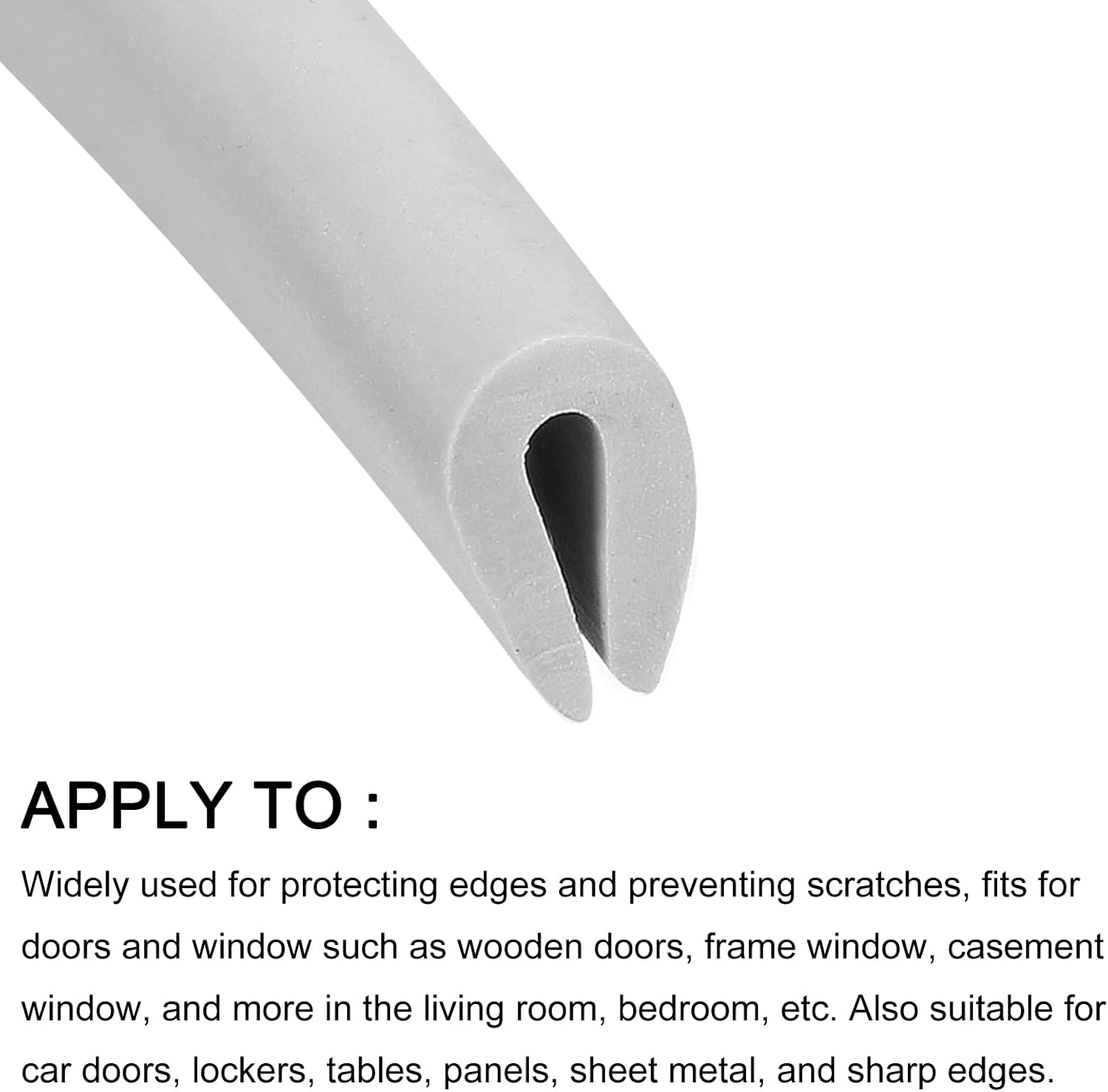 Moldes de borde (19.69 pies), 1 unidad, canal U de PVC para tira de sellado de borde de 0.020-0.059 in, para ventanas de puertas de casa, color gris