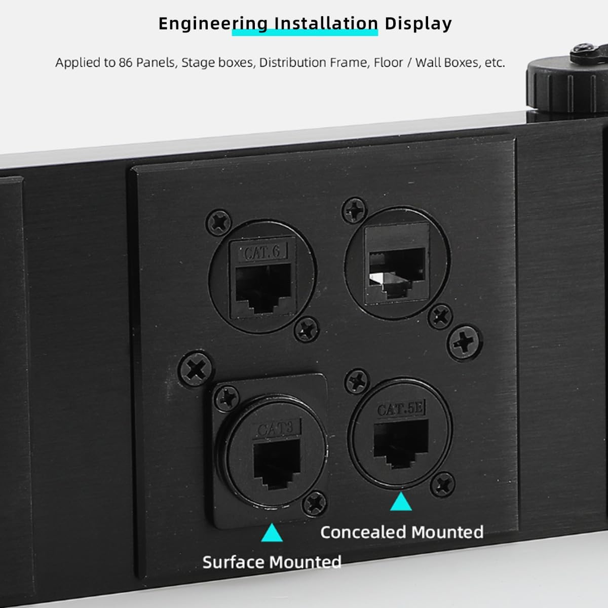 PENGLIN Adaptador de montaje en panel RJ45, acoplador de alimentación RJ45 hembrahembra, conector de red LAN de extensión Ethernet CAT6A para