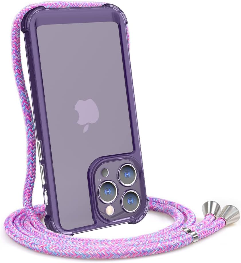 Funda cruzada para iPhone 11 Pro Max, funda para iPhone 11 Pro Max con correa de cordón ajustable, borde de poliuretano termoplástico suave + parte