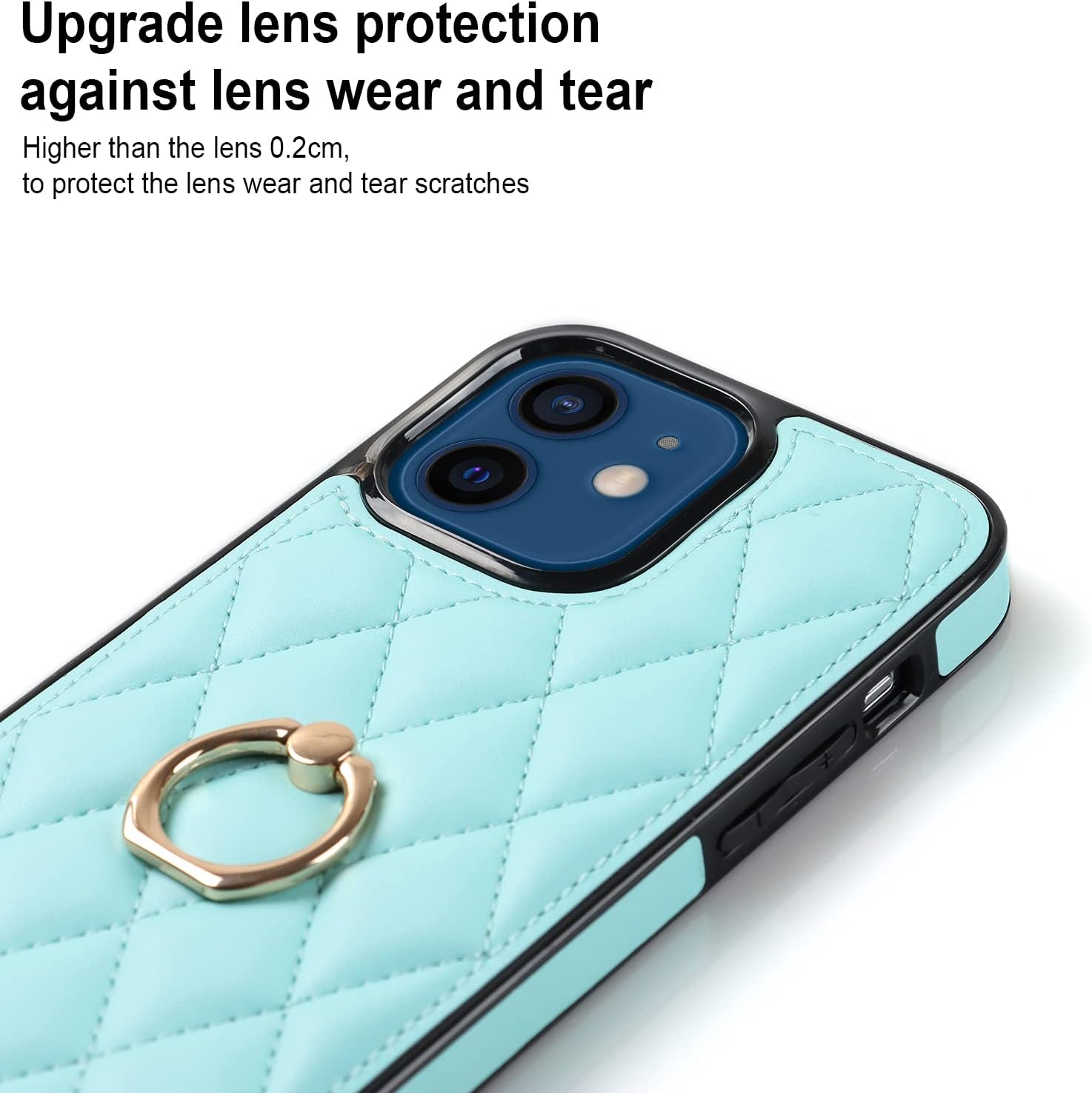 Funda de teléfono para iPhone 11 6.1 con protector de pantalla de vidrio templado, soporte de anillo con soporte de soporte, delgada, suave y