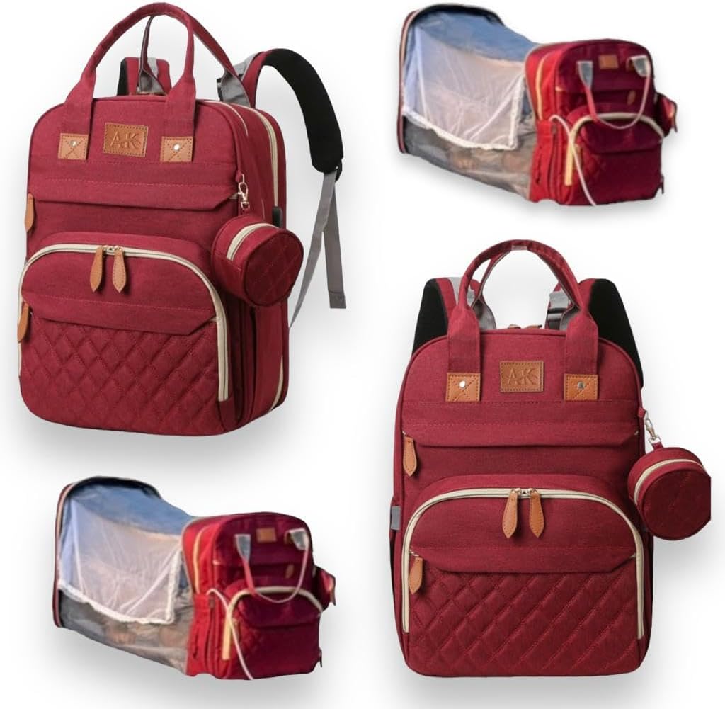 A&K – Mochila para pañales impermeable, grande, de viaje, para bebé, mini mochila con cambiador, regalo para baby shower, Rojo -, Mochila para