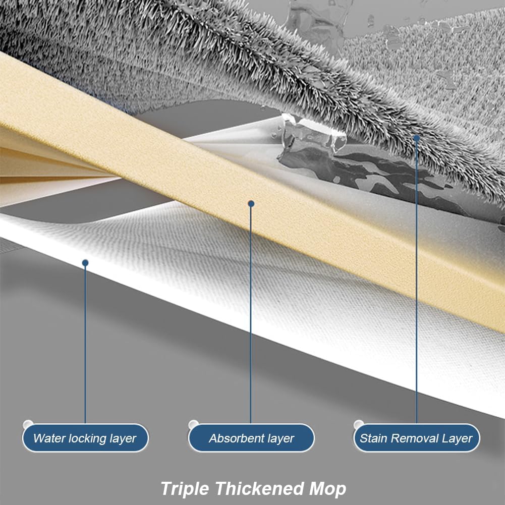 Juego de trapeador plano grande y cubo, juego de trapeador de suelo autoescurridor, trapeador de limpieza giratorio de 360, mopa húmeda y seca para