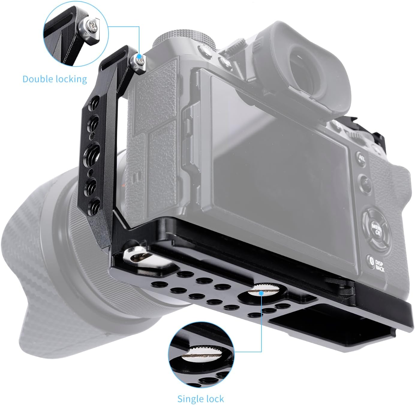 NICEYRIG Jaula completa para cámara sin espejo FUJIFILM XT-5 con empuñadura, placa de liberación rápida para Arca-Swiss, múltiples puntos de montaje