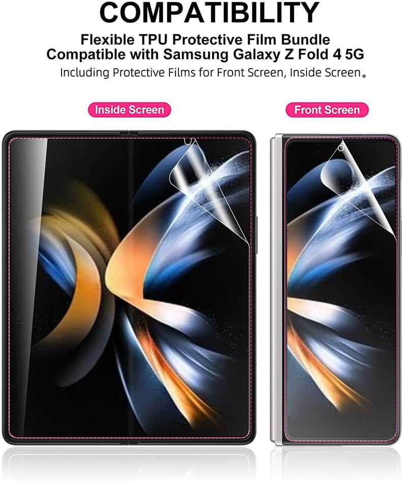 Protector de pantalla de película de hidrogel compatible con Samsung Galaxy Z Fold 4  Fold4 Película protectora flexible de TPU no de vidrio Alta
