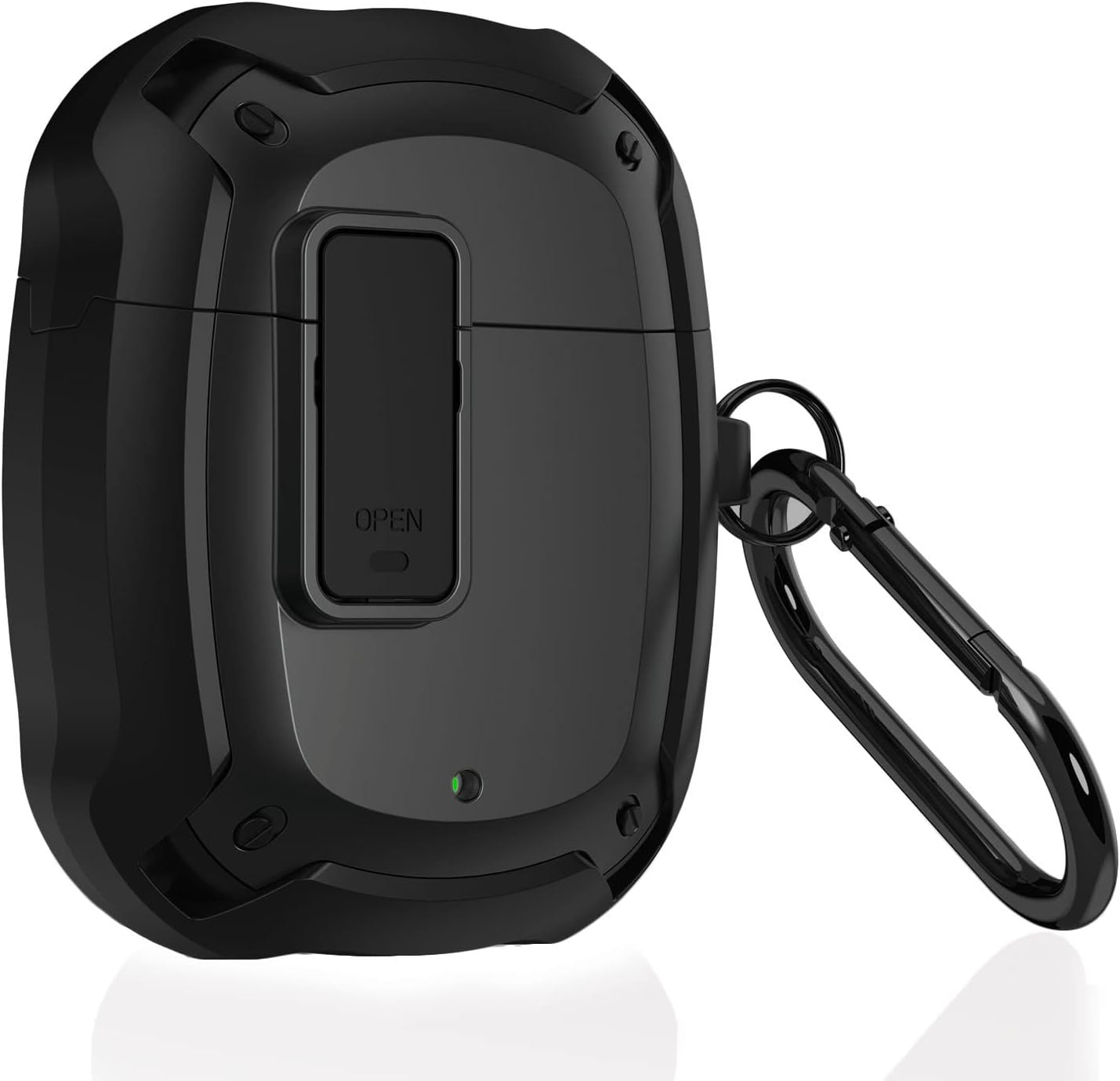 Miimall Funda compatible con Google Pixel Buds 2, bloqueo seguro, llavero antipérdida, LED frontal visible, funda resistente militar de cuerpo