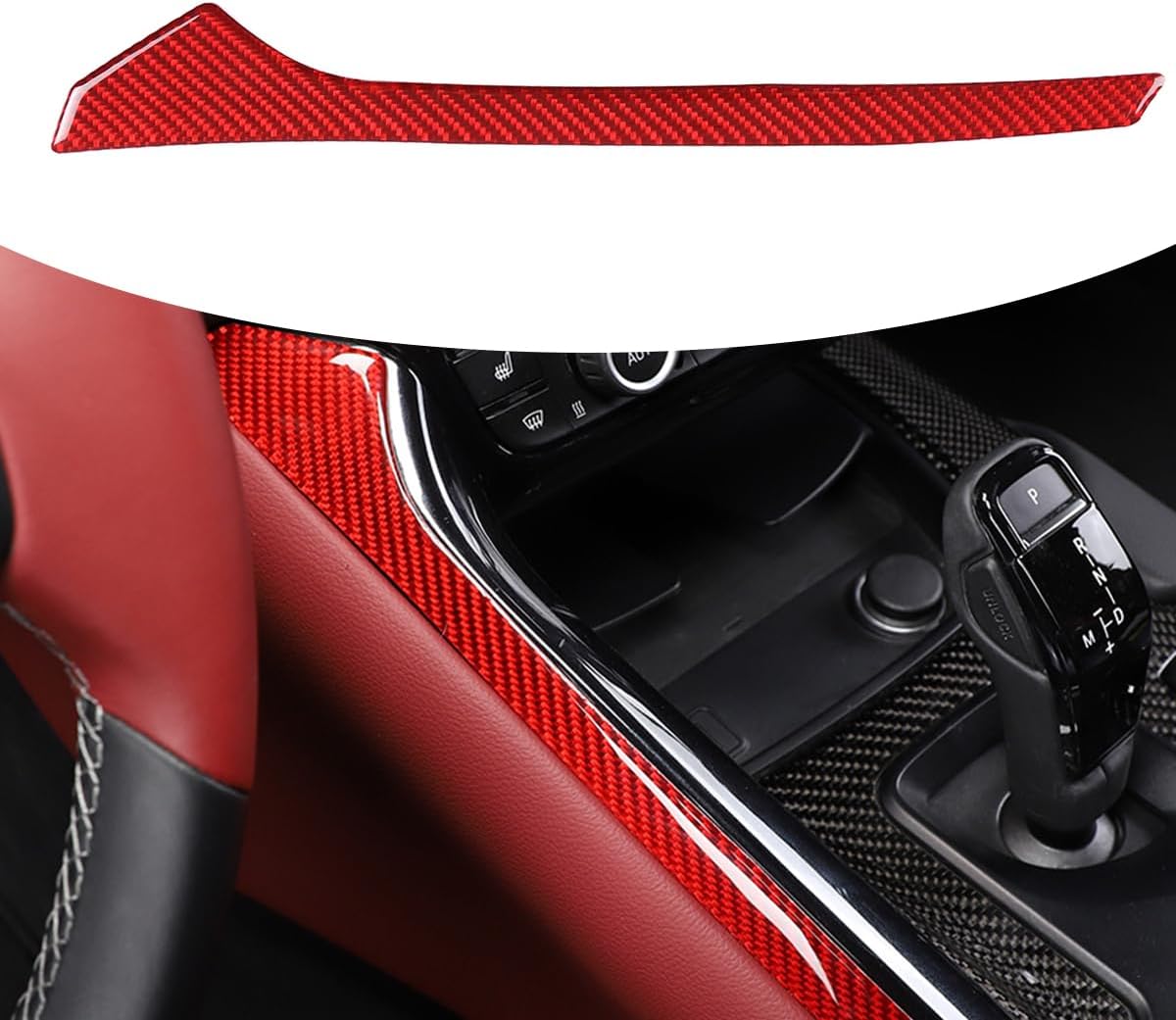 Tira protectora para palanca de cambios de consola central de automóvil, decoración de fibra de carbono suave real, compatible con Toyota Supra GR