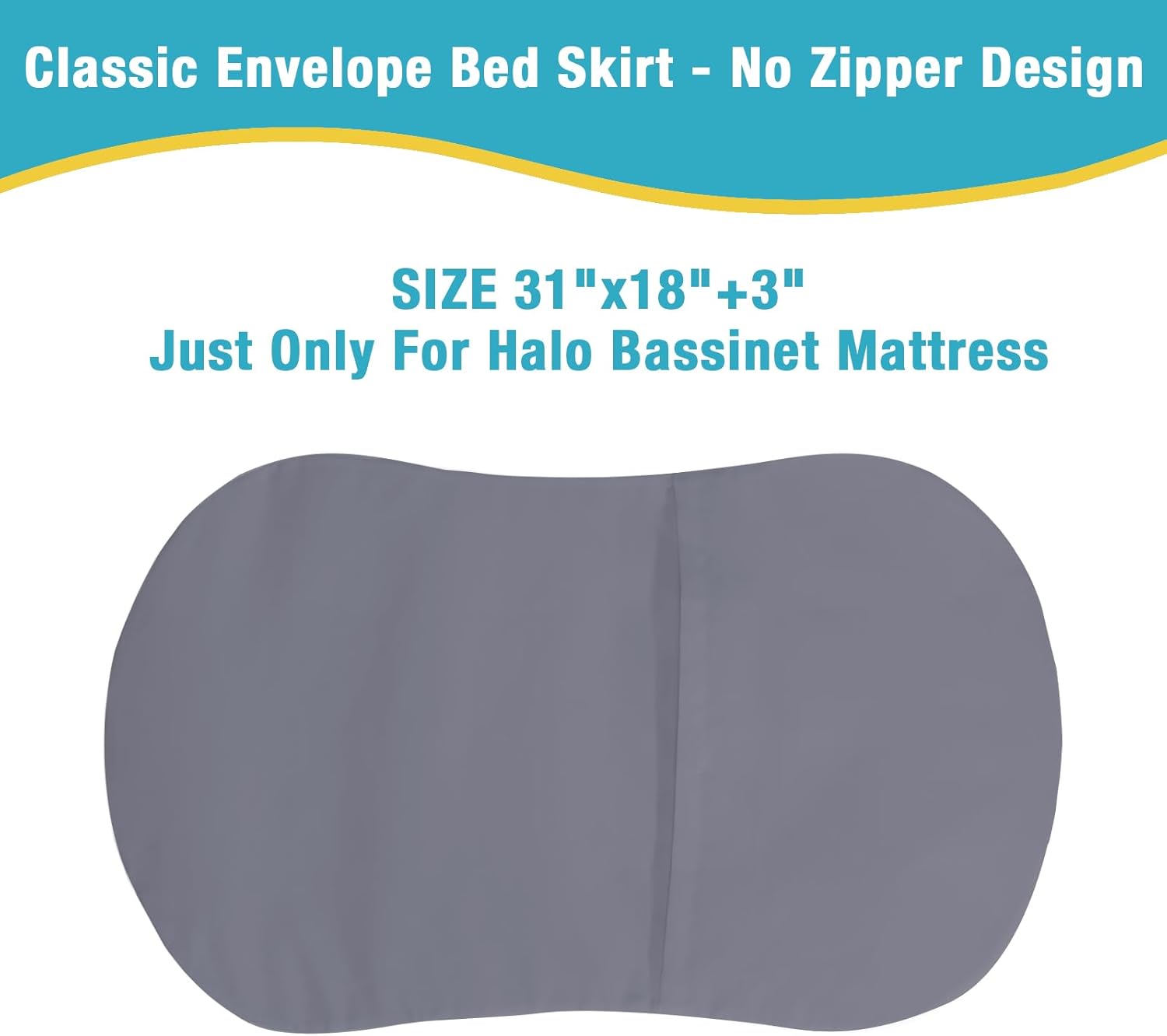 Funda de colchón de moisés adecuada para Halo Bassinest giratorio, suave, transpirable, impermeable, a prueba de fugas, cierre de sobre, gris, 31 x