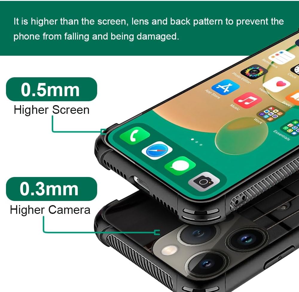 CARLOCA Funda compatible con iPhone 15 Pro, cuerdas de bajo y guitarra, patrón negro, funda para iPhone 15 Pro, ultra protección, a prueba de