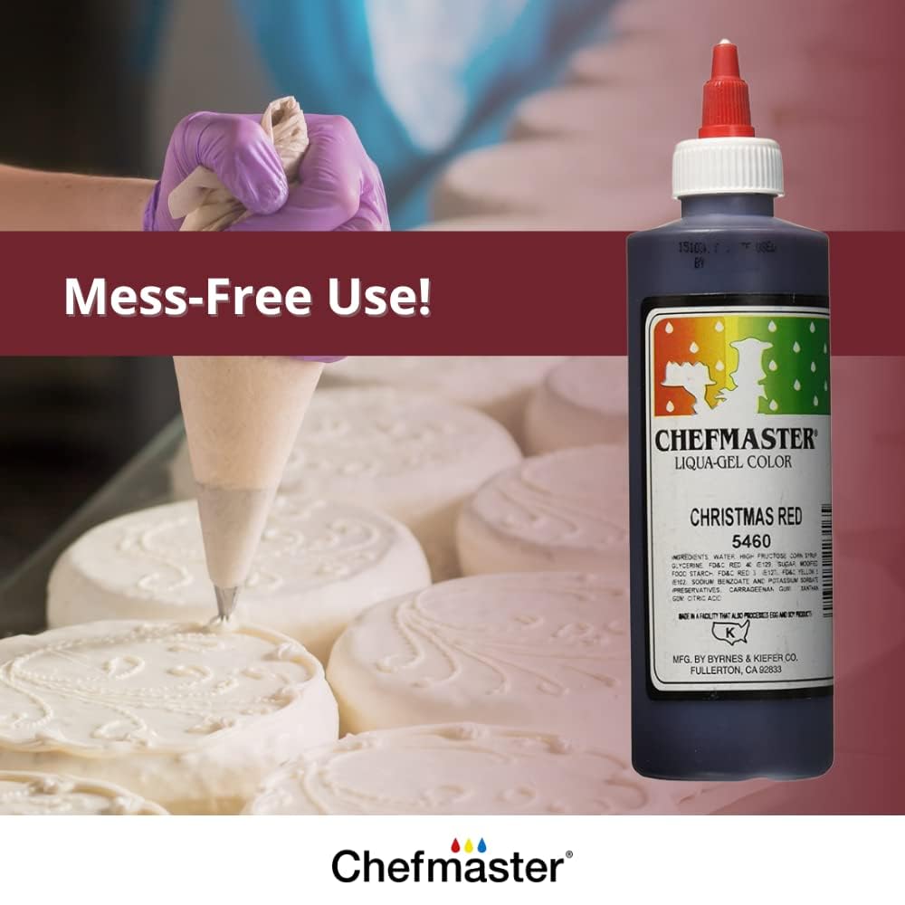 Chefmaster Liqua-Gel – Color alimentario, 10.5 onzas, rojo X-Mas
