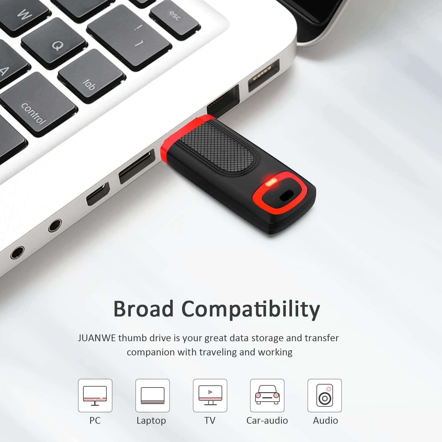 JUANWE Paquete de 10 unidades flash USB de 32 GB, unidad flash de almacenamiento USB 3.0, unidad de memoria USB con indicador LED para PC, portátil,