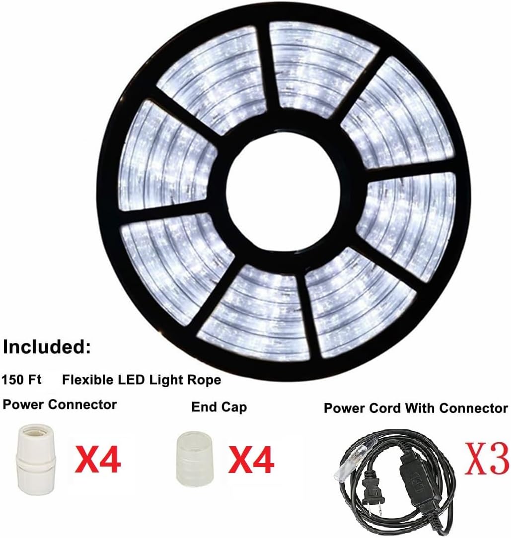 TONESLY Tira de luces LED de Navidad impermeable de 150 pies, 150 pies, 1620 LED, impermeable, para fiestas, Navidad, hogar, cocina, dormitorio,