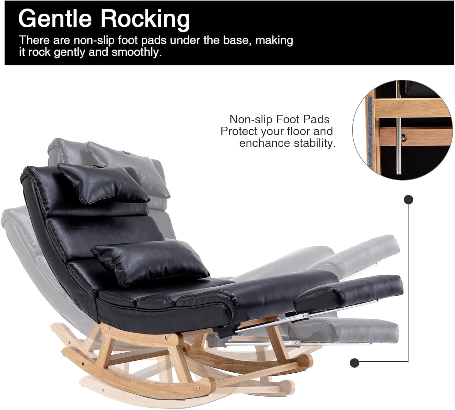 NIOIIKIT Silla mecedora moderna, silla deslizadora tapizada para guardería, silla mecedora decorativa con respaldo grande y pedal extraíble, silla