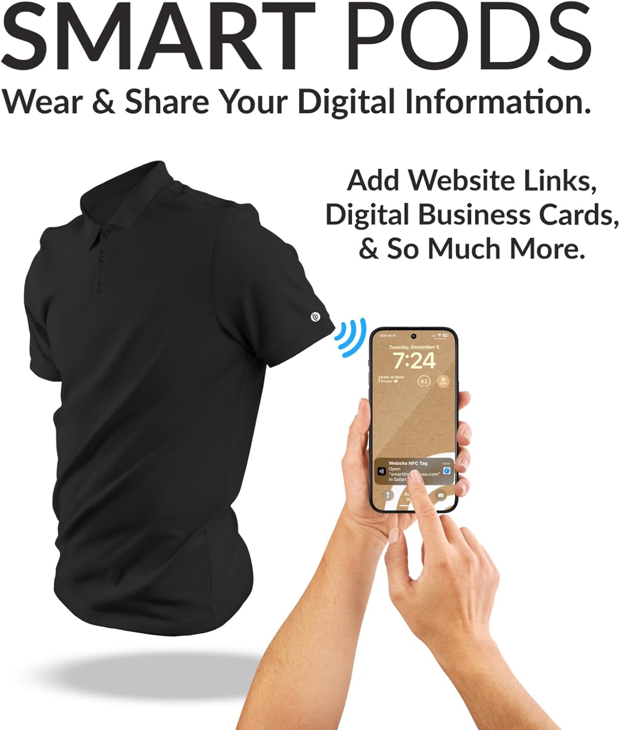 Smart POD – Lleva tu tarjeta de visita digital Dot  Enlace al sitio web  Enlace de revisión de Google  TAP N’ Share NFC – iPhone y Android (negro,