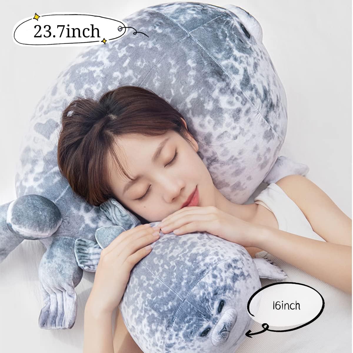 Almohada de felpa con bonito sello de 16 pulgadas juguete de peluche suave, peluche de sello de globo gordito para niños y niñas, decoración de