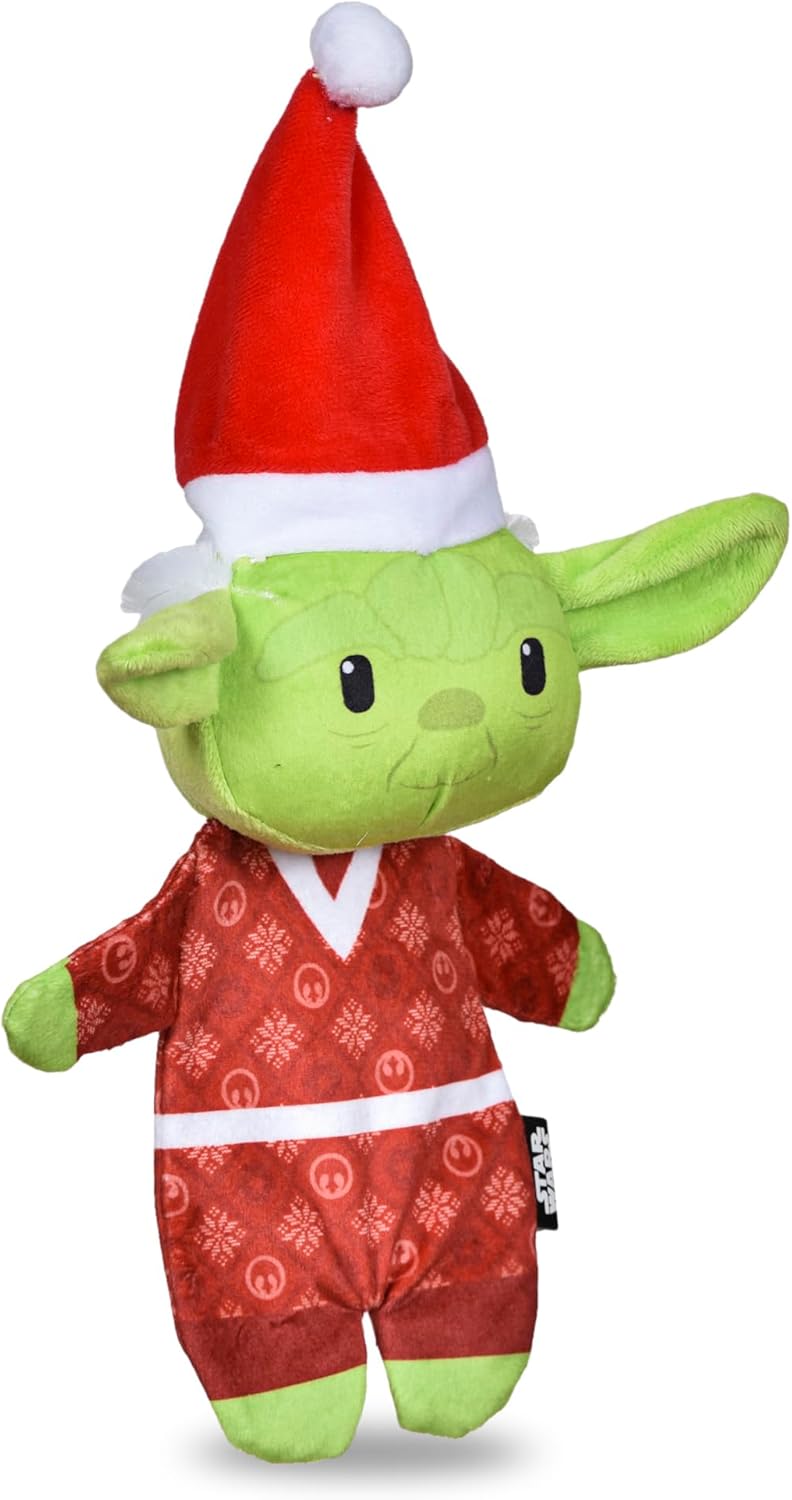 Star Wars Juguete para mascotas de 9 pulgadas YODA Elf con cuerpo plano para mascotas, con arruga y chirrido  Juguete para mascotas YODA de felpa de