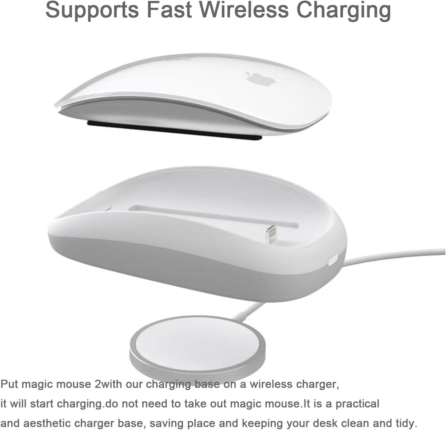 Paquete de 2 stents ergonómicos de base de carga inalámbrica para Magic Mouse de 2 generaciones, accesorios perfectos para agarre ergonómico,