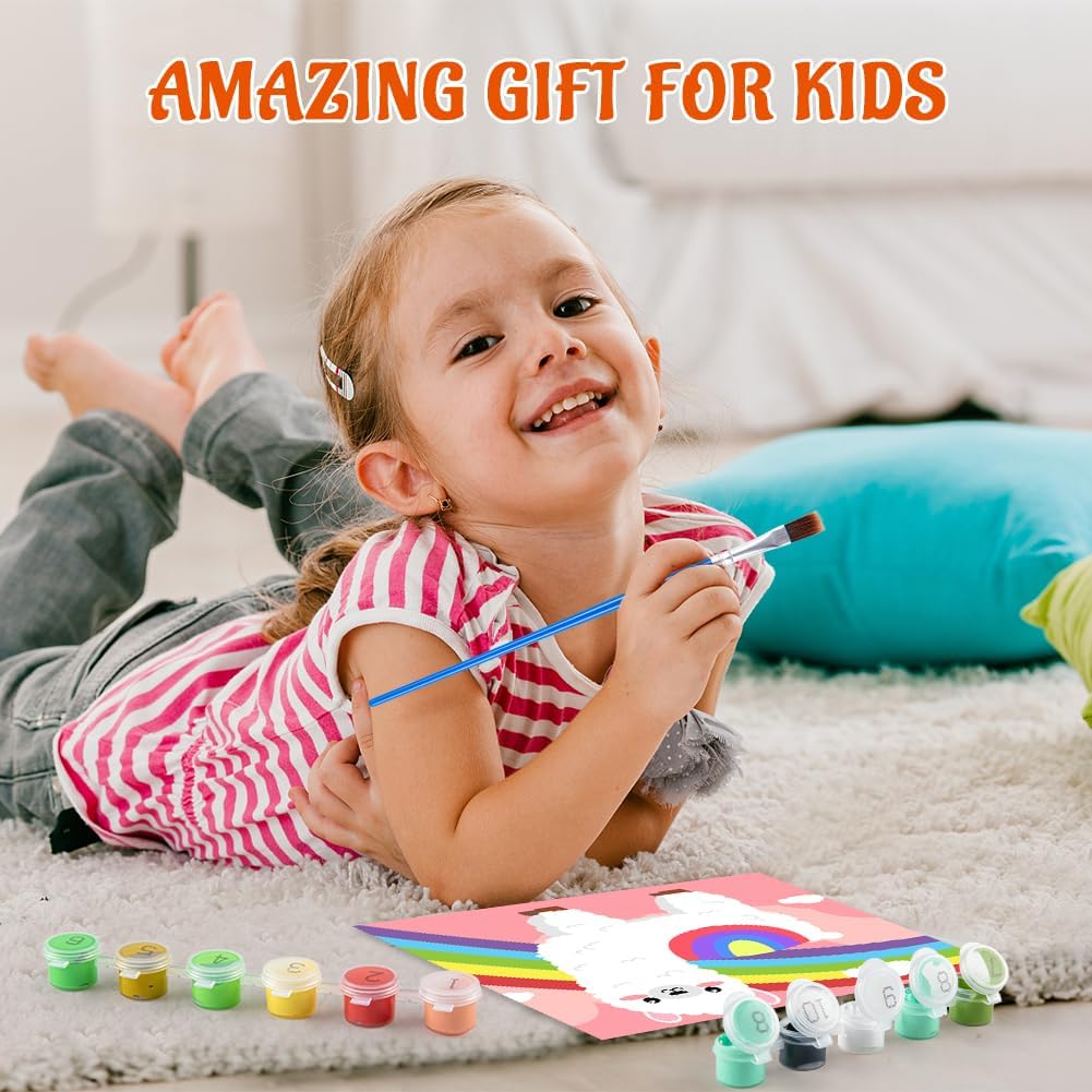 Pintura por números para niños de 8 a 12 años, kits de pintura acrílica fácil por números para niñas, niños y adultos con marco de madera, kits de