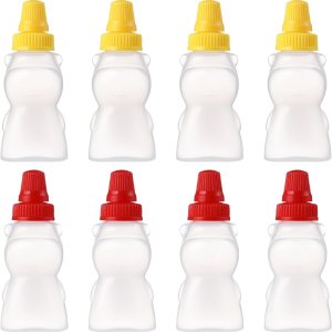 RONRONS 8 mini botellas de ketchup en forma de oso, botella exprimible para condimentos para caja Bento, accesorios de 0.8 fl oz, recipientes de RONRONS 8 mini botellas de ketchup en forma de oso, botella exprimible para condimentos para caja Bento, accesorios de 0.8 fl oz, recipientes de