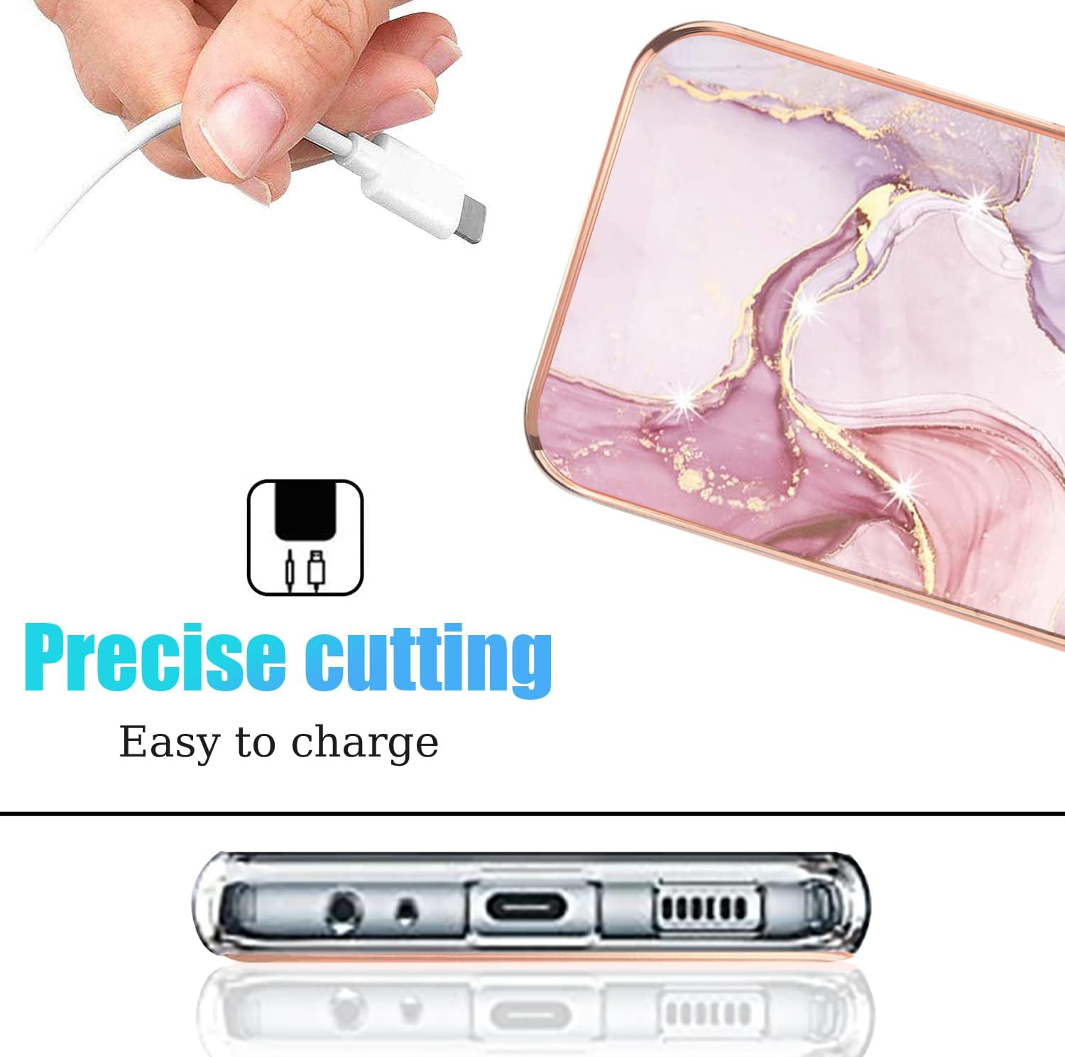 Funda compatible con Oppo A15 de silicona de mármol, protección de cuerpo completo a prueba de golpes Oppo A15, funda delgada de policarbonato duro