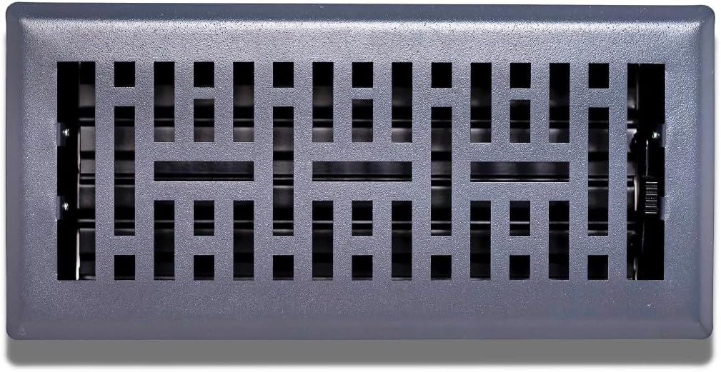 Sierra Grates Precision Flow Registro de piso de acero de 4 x 10 pulgadas, diseño metro, acabado gris granito, cubiertas de ventilación prémium para