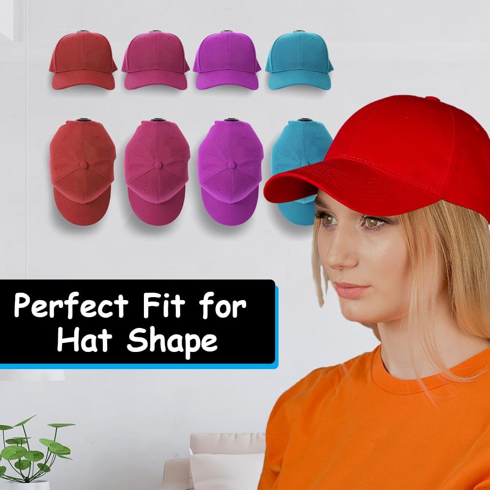 Aohcae Paquete de 16 percheros adhesivos para gorras de béisbol de pared, sin perforaciones, para organizador de sombreros de pared, ganchos