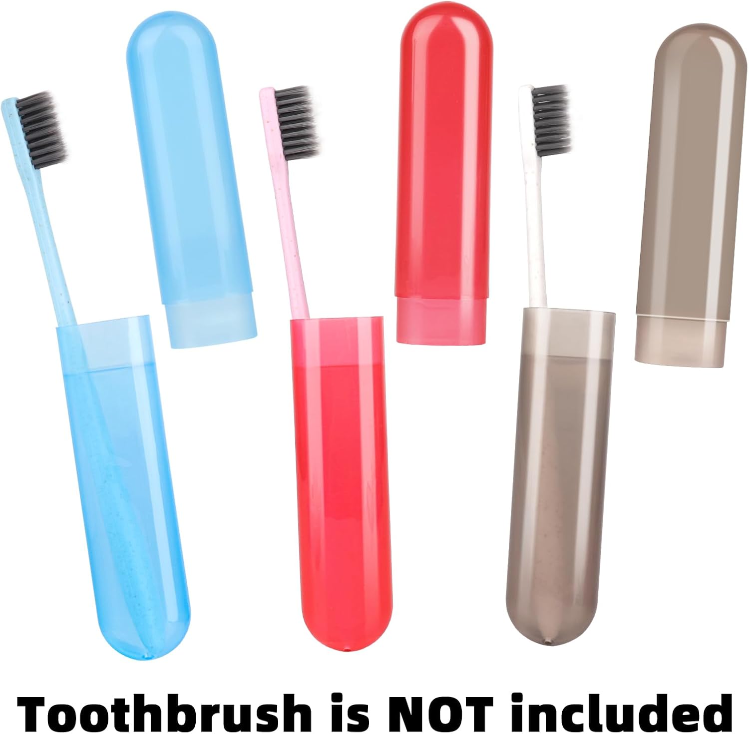 Paquete de 6 fundas para cepillos de dientes de viaje, soporte portátil transpirable para cepillos de dientes, contenedor de plástico para viajes,
