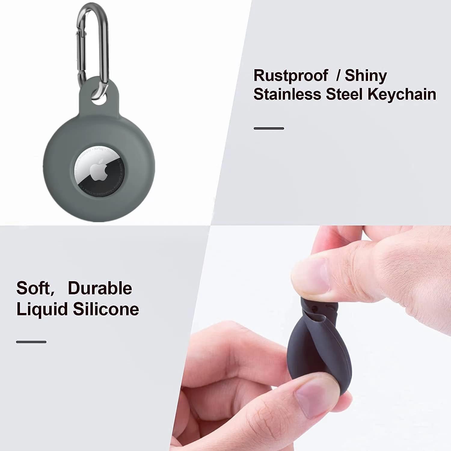 Paquete de 4 soportes para AirTag de Apple, funda para Airtag con llavero antipérdida, funda protectora de silicona adecuada para mochilas de niños,