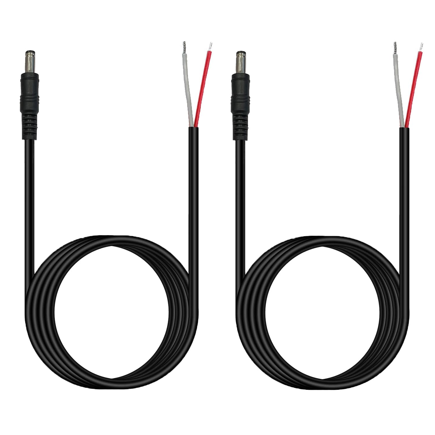 Cable de reparación de cable de alimentación de extremo abierto, enchufe macho de 0.217 in x 0.083 in, conector de barril de 18 AWG para cámara
