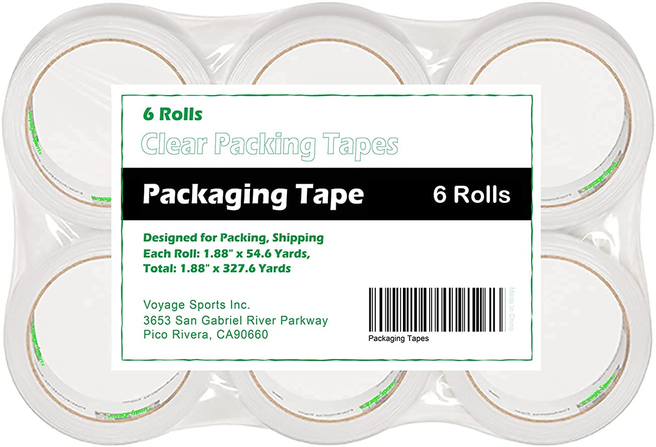 Voyage Sports Cinta de embalaje de almacenamiento de larga duración, 6 rollos, 1.88 pulgadas x 54.6 yardas cada rollo, diseñada para mudanza,