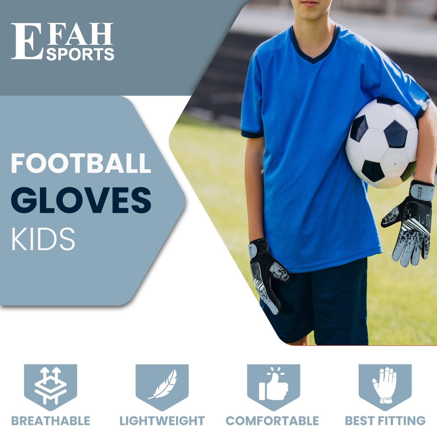 Guantes de portero de fútbol para niños y jóvenes, guantes de portero de fútbol con agarres fuertes
