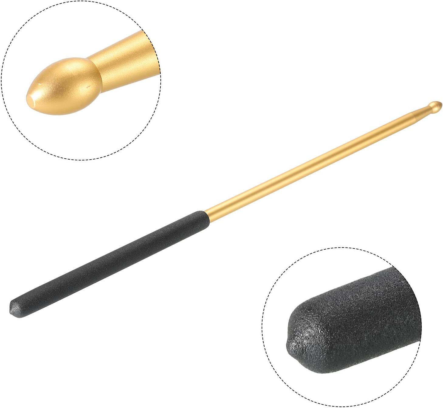 PATIKIL Bastón de metal 5A antideslizante para tambor de jazz, batería electrónica, instrumento musical, percusión dorada, 1 par