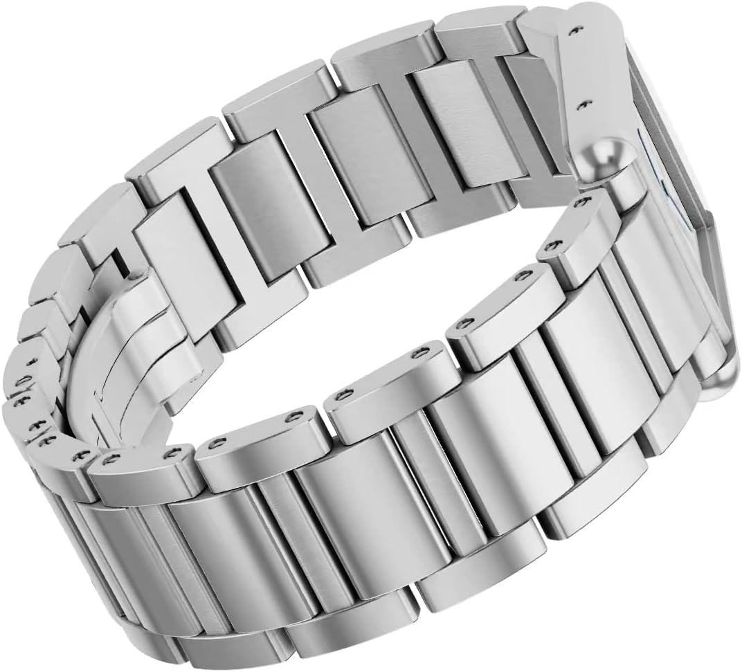 Correa de reloj de acero inoxidable para Cartier-TANK serie 0.591 in 0.787 in mariposa cierre correa bucle correa correa correa pulsera oculto cierre