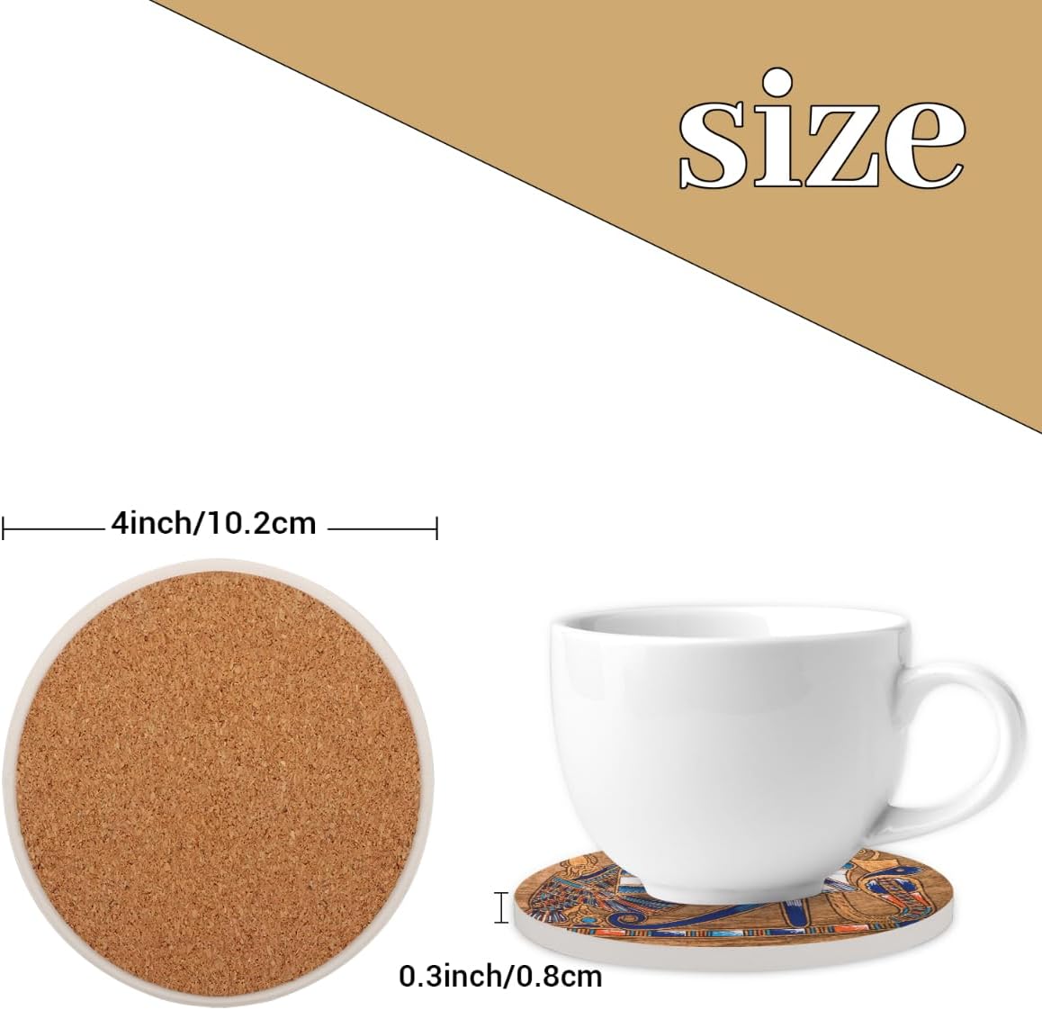 1 posavasos para bebidas, juego de posavasos de corcho egipcio Horus absorbentes de corcho, posavasos redondos para tazas para casa, oficina, café,