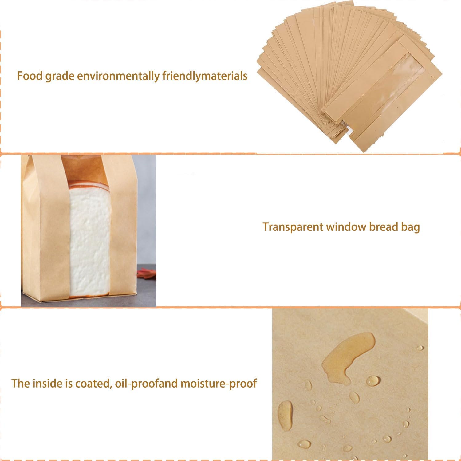 Bolsas de papel para pan, paquete de 30 unidades, bolsas de almacenamiento de pan caseras con ventana transparente, incluye calcomanías de sello de