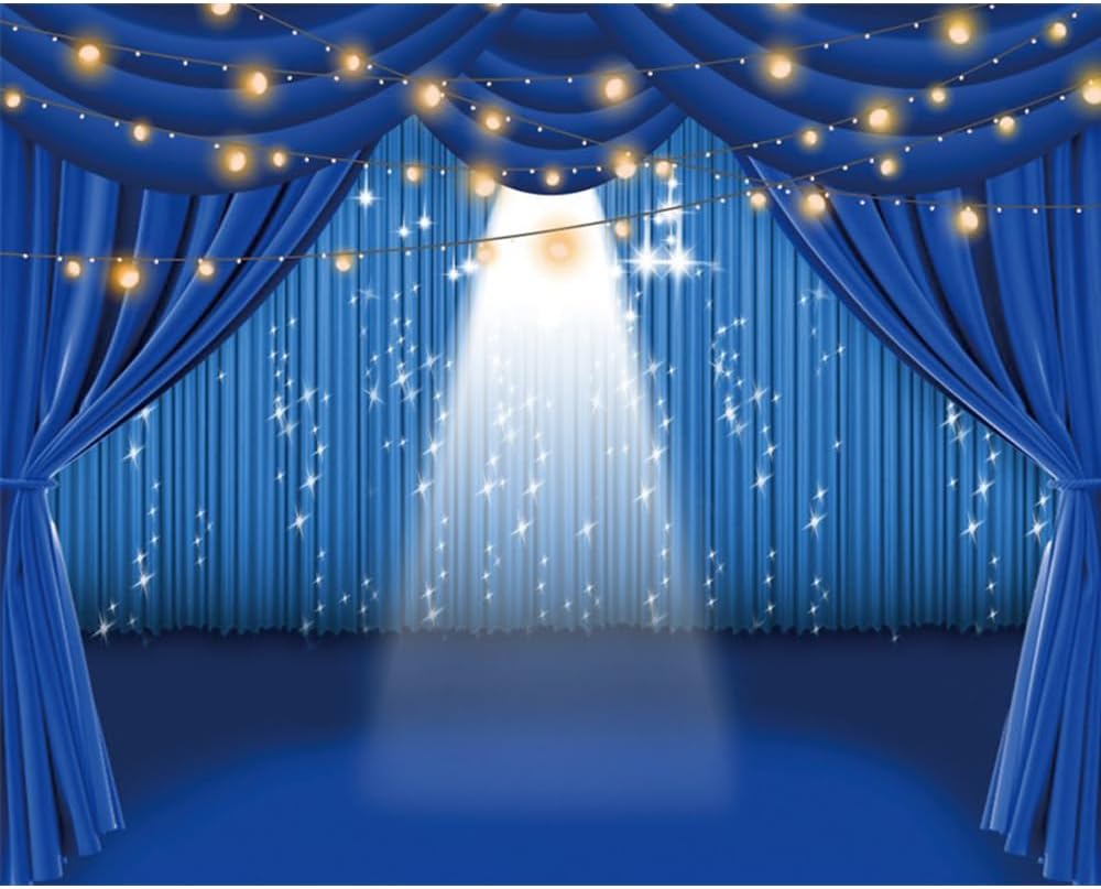 Telón de fondo azul para escenario, telón de fondo de teatro para fotografía, 10 x 8 pies, telón de fondo de teatro, espectáculo dramático,
