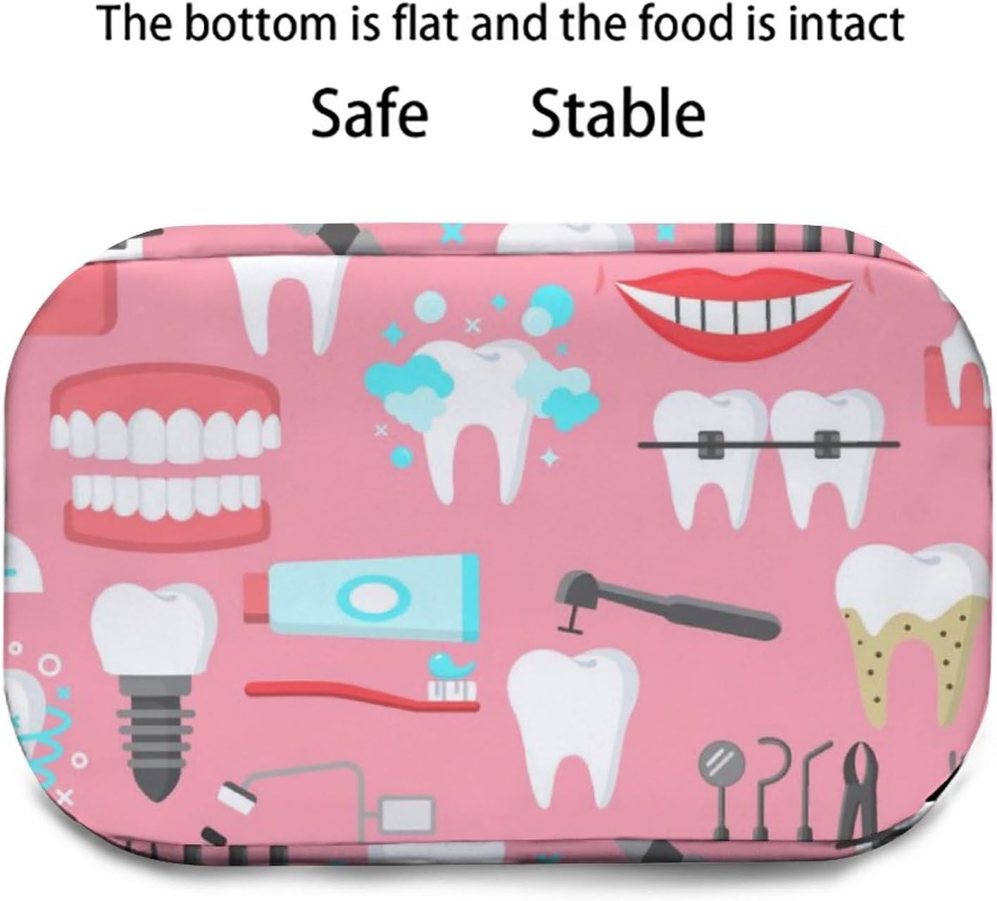 Lonchera aislada, bolsa de almuerzo pequeña con soporte para botella de agua, correa de hombro ajustable y extraíble, diseño dental sin costuras,