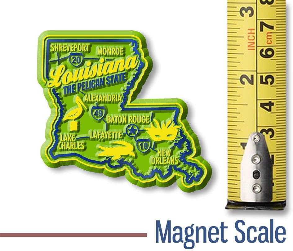 Imán de estado premium Louisiana de Classic Magnets, 2.5 x 2.3 pulgadas, recuerdos coleccionables fabricados en los Estados Unidos
