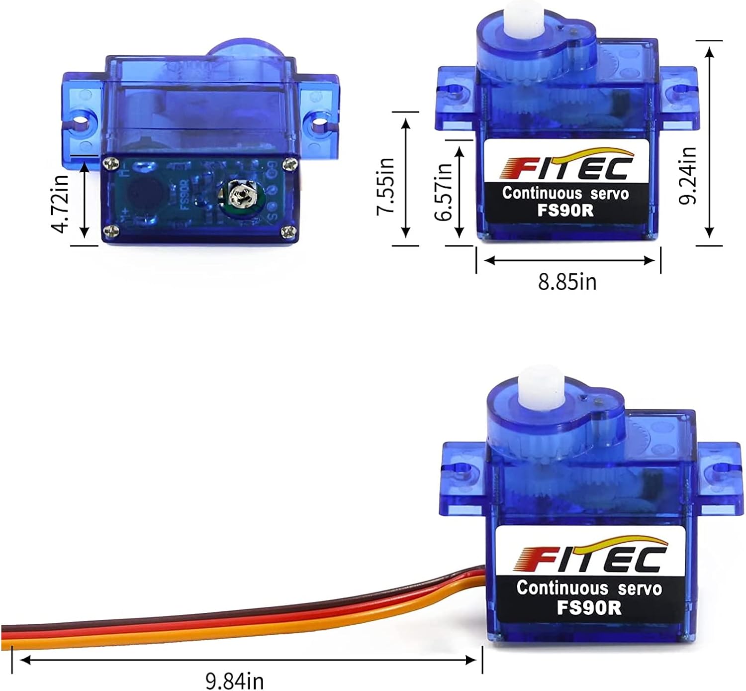 FEETECH 90R 5packs Servos continuos de 360 grados con carcasa de plástico