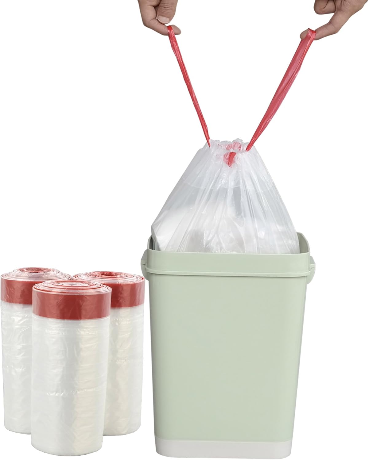 Pekky Bolsas de basura transparentes con cordón de 4 galones, 120 unidades, bolsa de basura pequeña para cocina