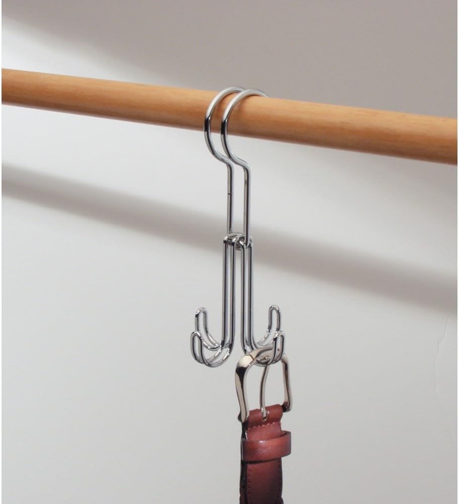 iDesign Classico – Organizador de accesorios de armario para corbatas, cinturones, bolsos, joyería de moda, 4 ganchos, cromo