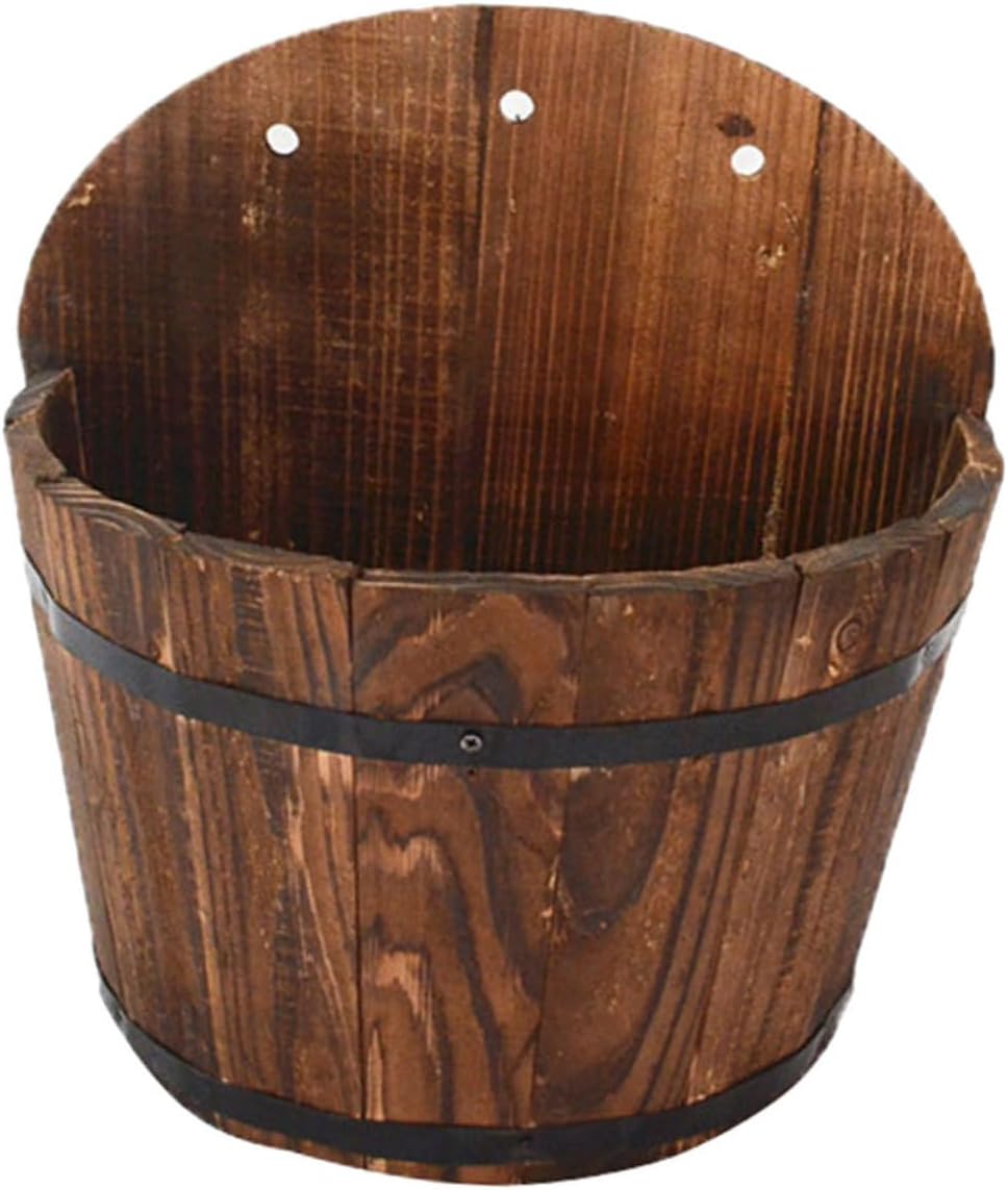 KONTONTY Macetero de madera sintética para decoración del hogar, maceta rústica, maceta colgante de pared, maceta retro para interiores, maceta