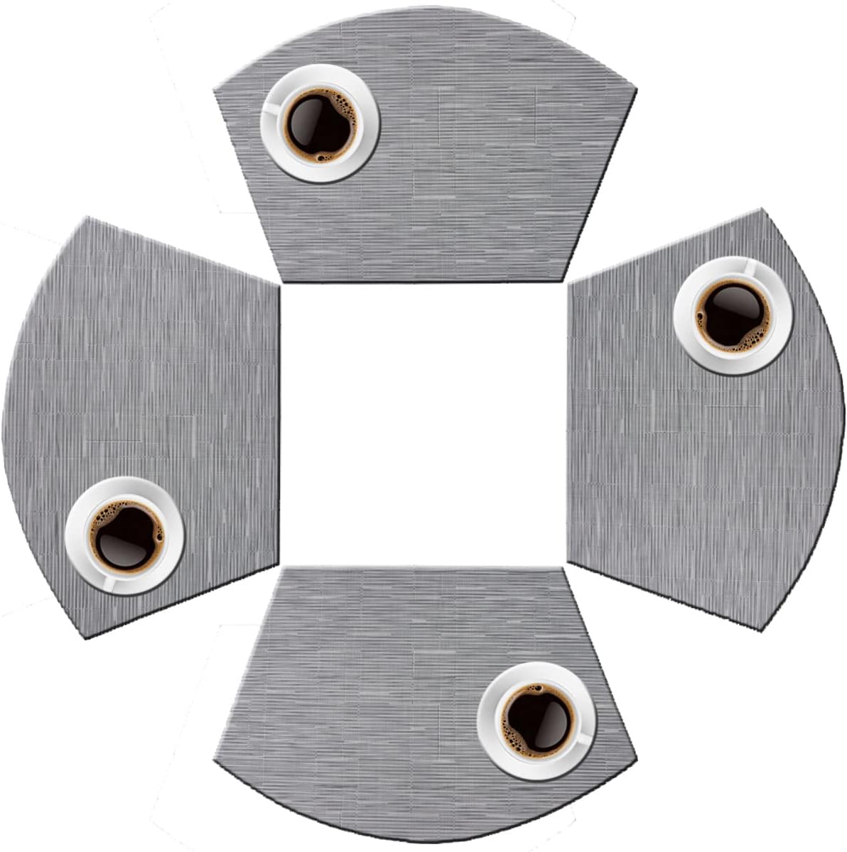 pigchcy Juego de 4 manteles individuales en forma de cuña para mesa de comedor, tejido cruzado, lavables, resistentes al calor, manteles